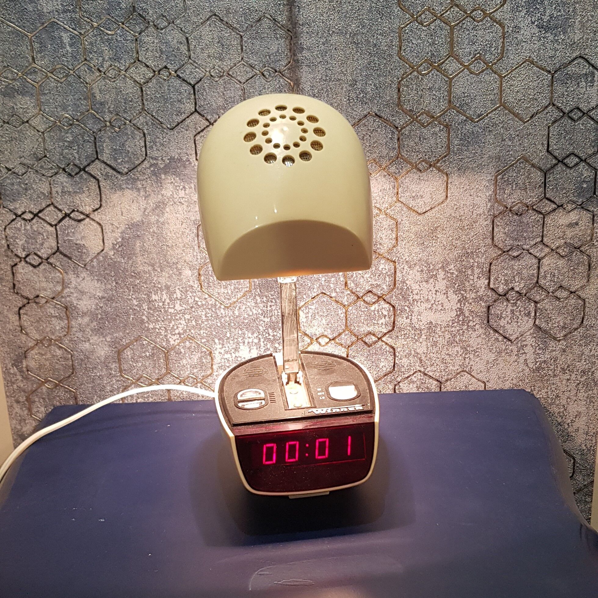 Space Age-style alarm clock lamp