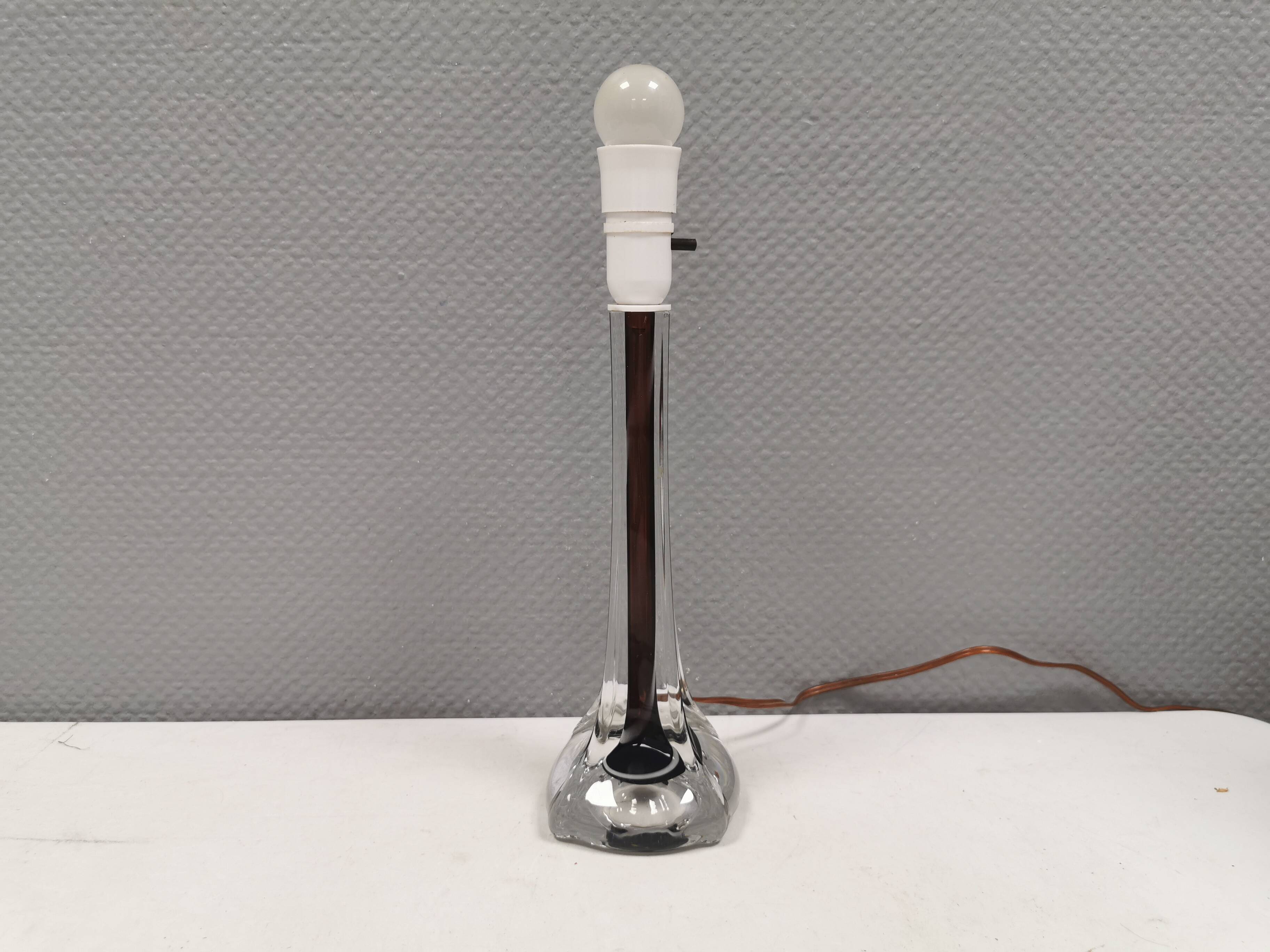 Glass table lamp, made by Swedish Flygsfors in the 1960s