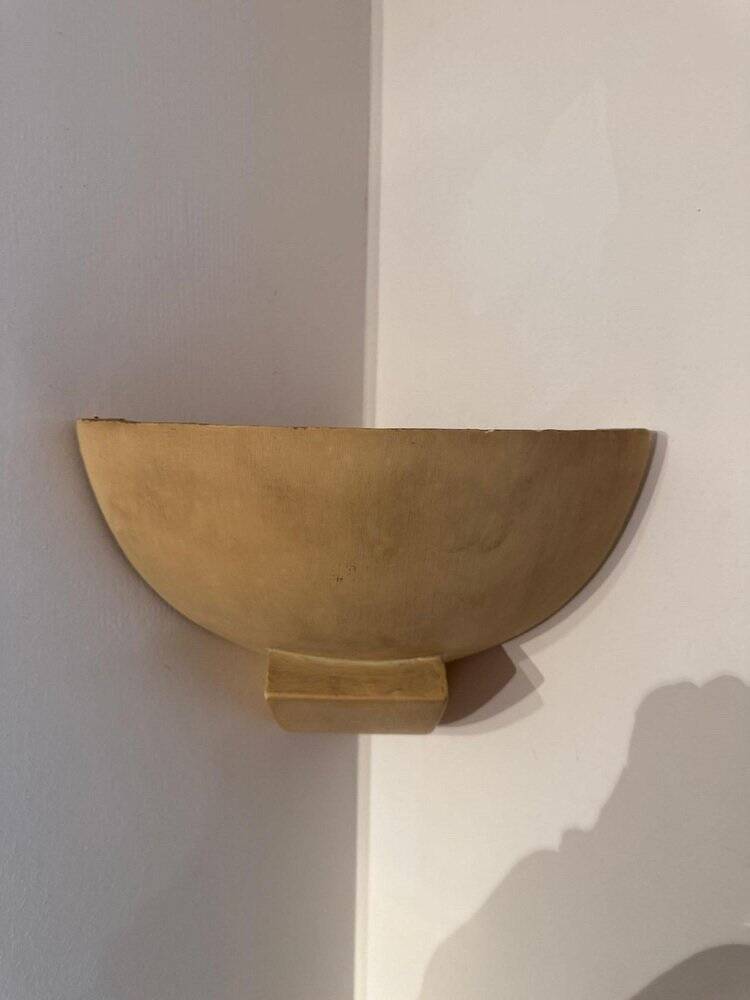 Art Deco wall lights in patinated plaster, France, 1925, set of 3