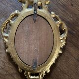 Italian baroque frame with portrait painted on silk.