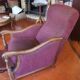 Louis XV style velvet and cherry wood reclining armchair