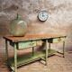 Old workbench kitchen island steel with wood