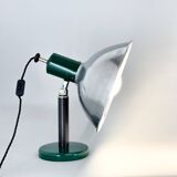 Vintage Industrial Metal & Beech Wood Table Lamp, Restored, 1970s
