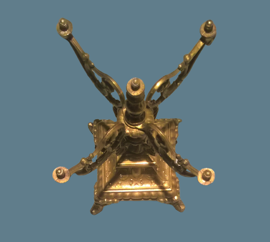 Chandelier five lights quadripod in golden regulator ~ late nineteenth