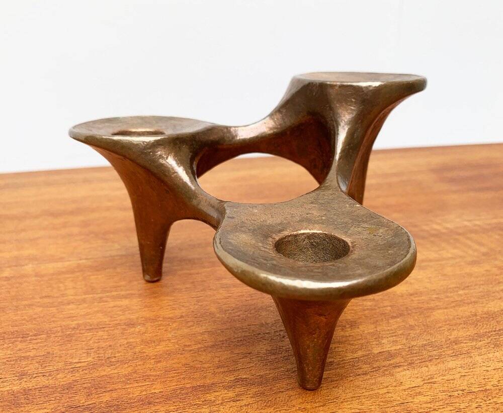 Vintage German brutalist metal candlestick by Harjes.