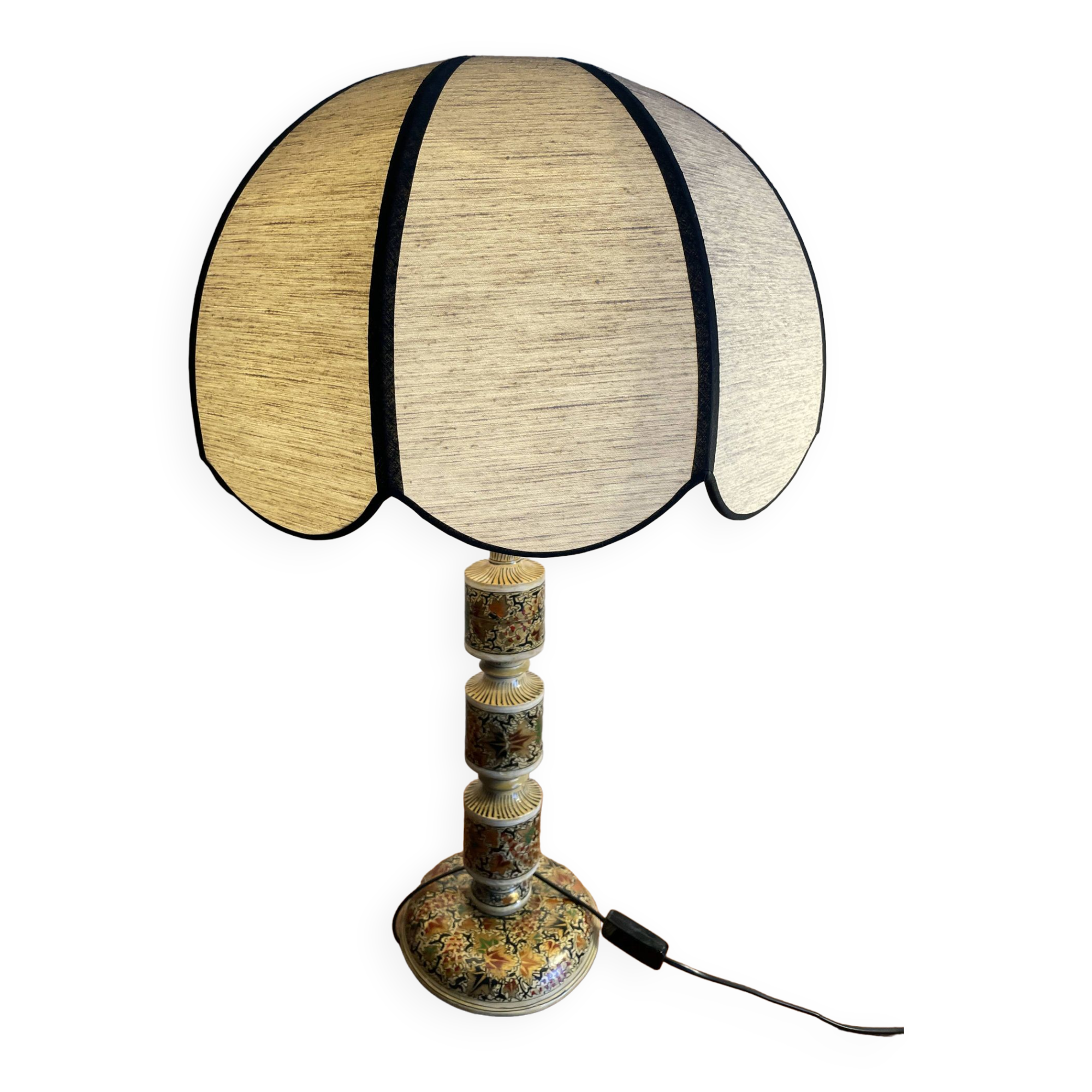 Large painted wooden lamp