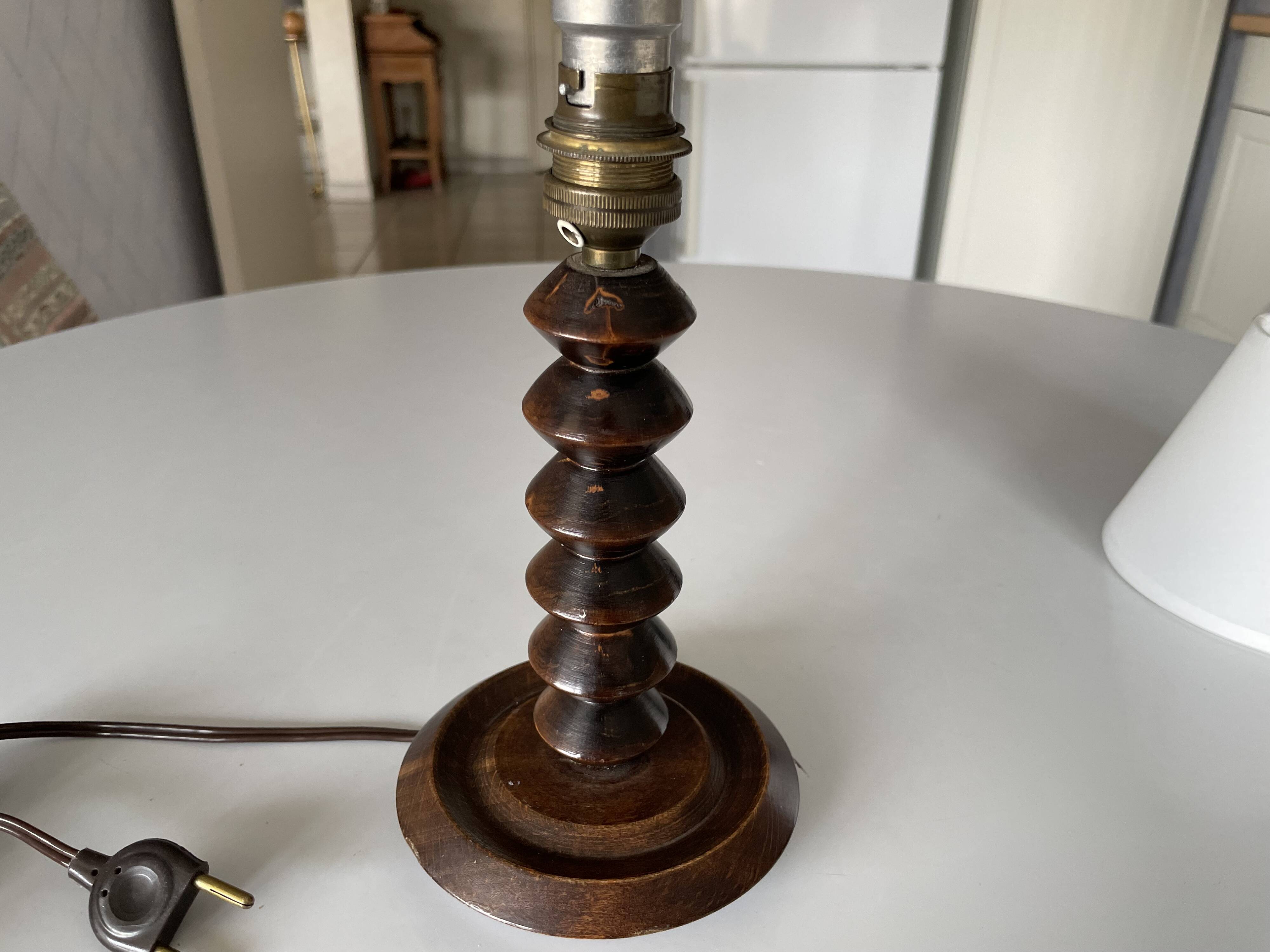 Wooden table lamp from the 70s