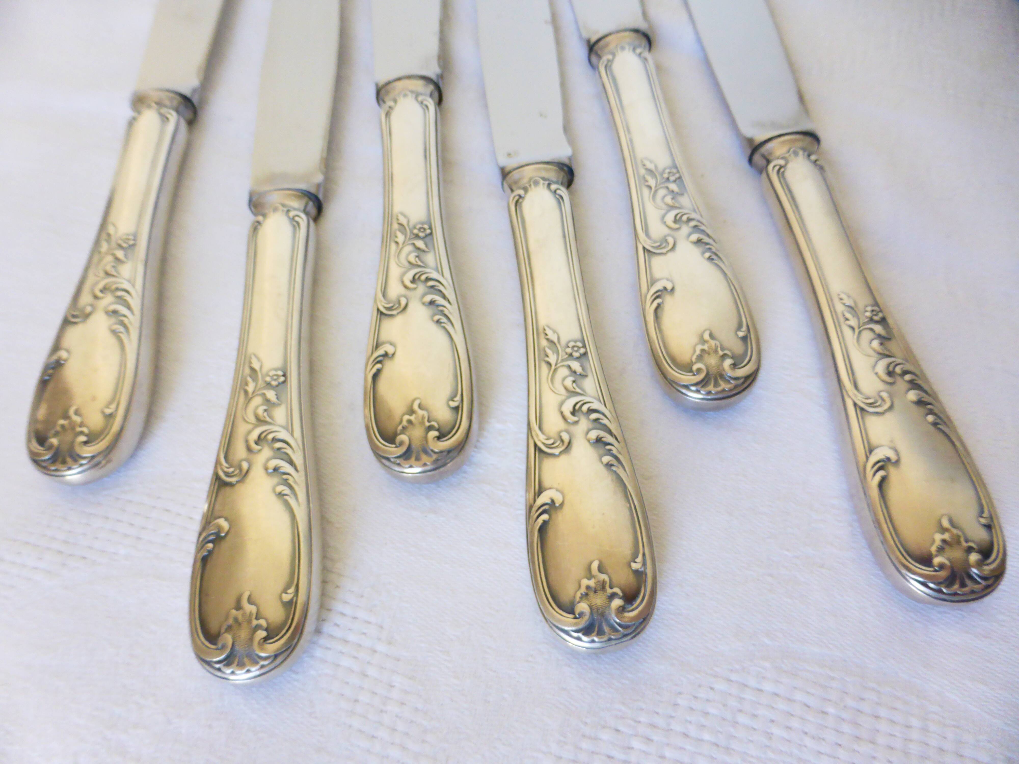 6 vintage knives in English silver metal hallmarked 2106273