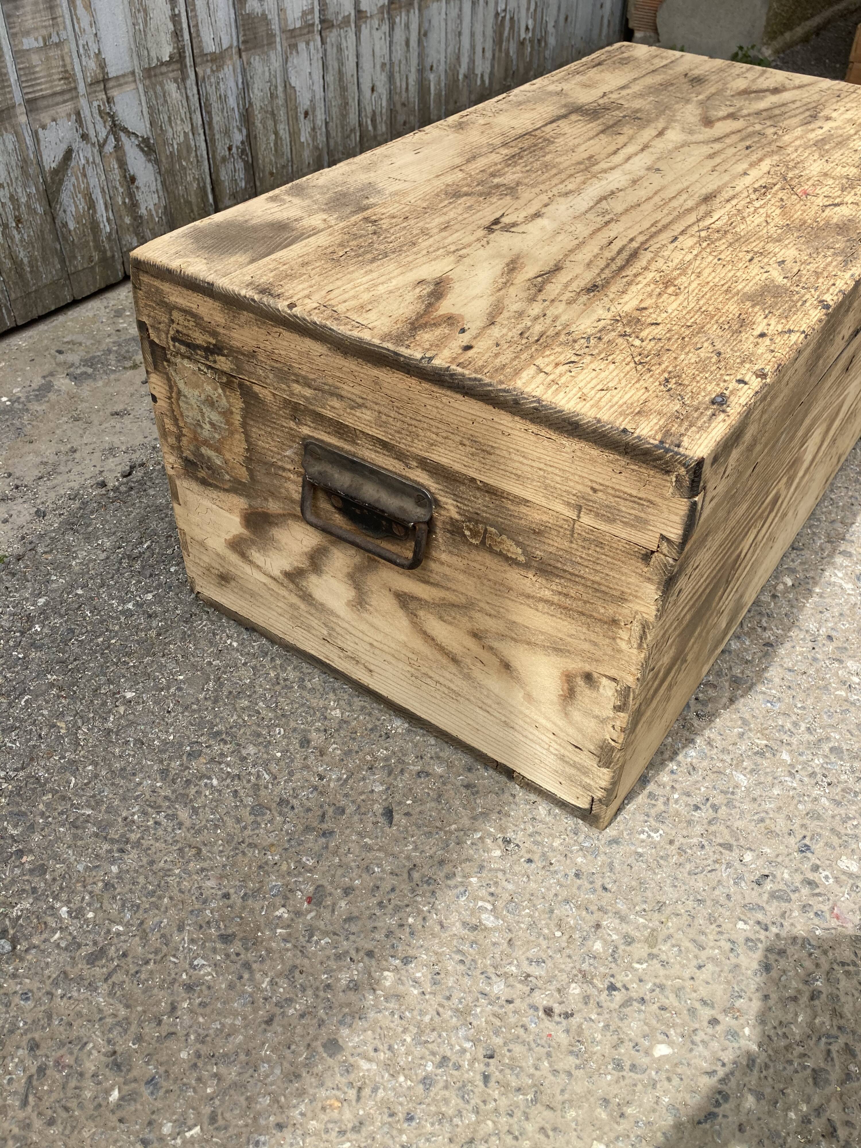Sanded wooden trunk