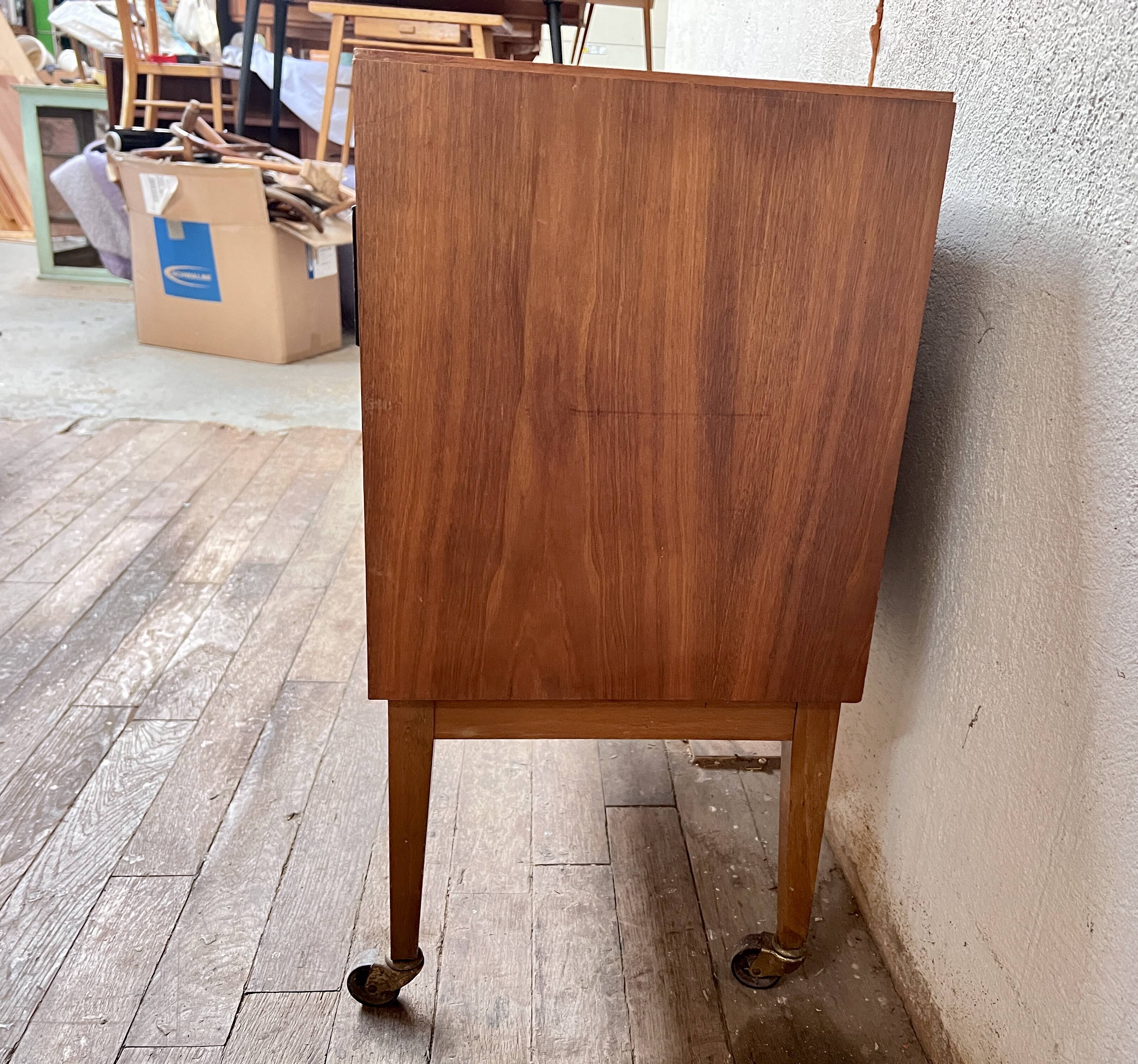 Bar meuble tv hifi à rideau vintage 1950/1960