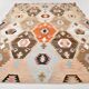 Tapis Kilim en Laine Fait Main Turc Crème & Orange 10x13, 296x393 cm