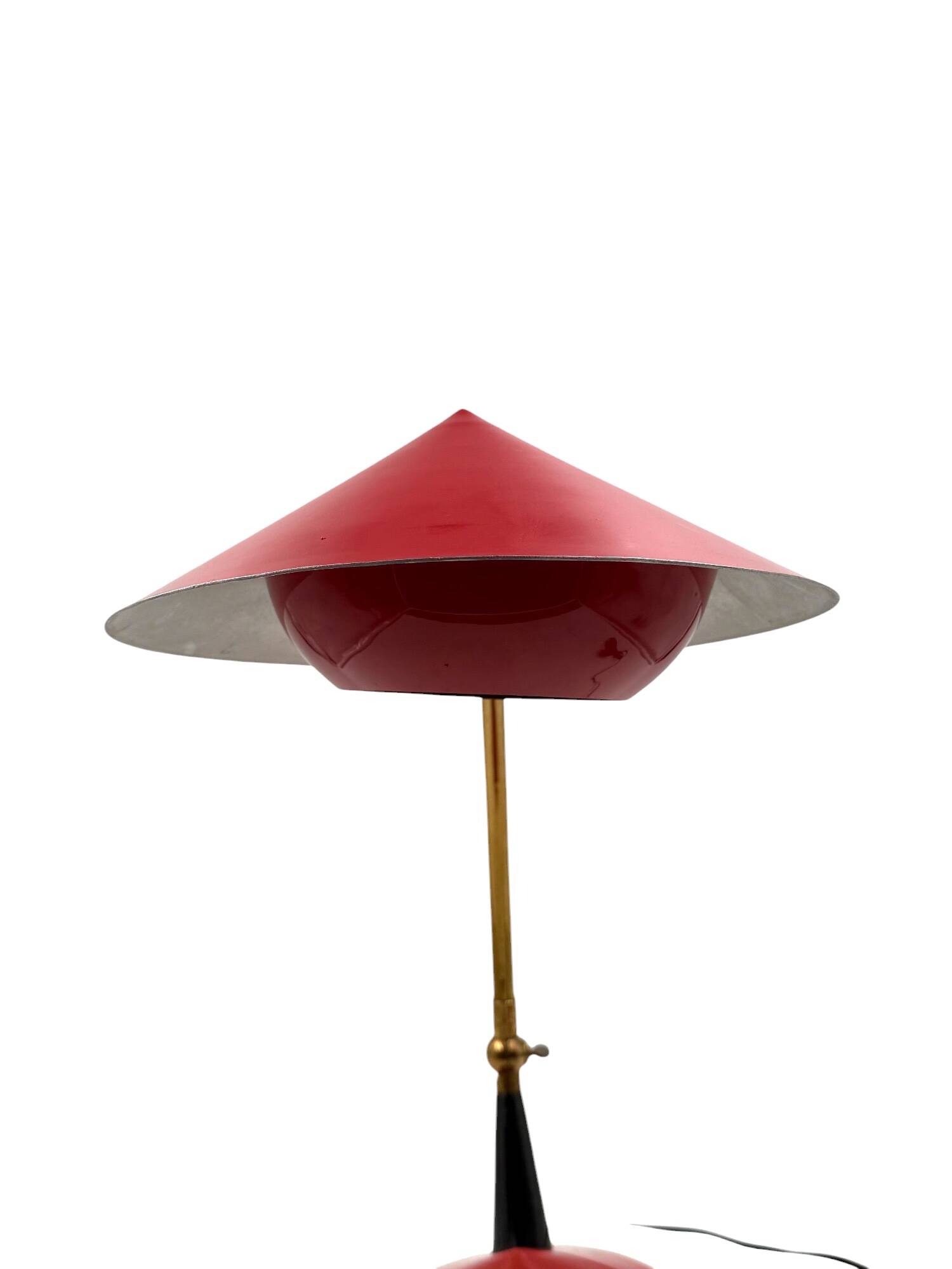 Mid century red desk Lamp, Stilux Milan Italy 1960 ca.
