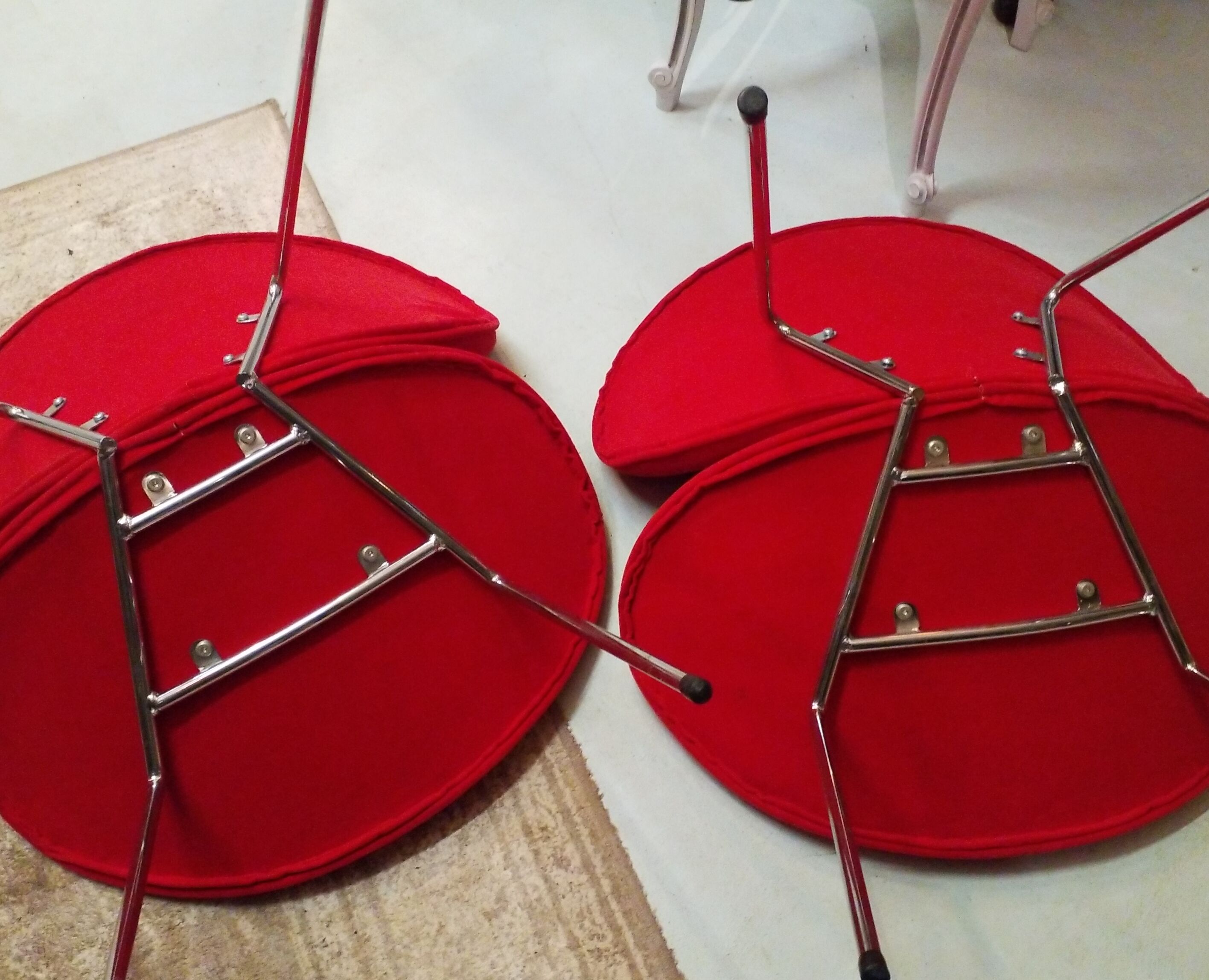 Pair of red armchairs