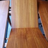 Round extendable teak dining table from the 60s