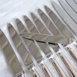 Set of 12 table knives in silver metal