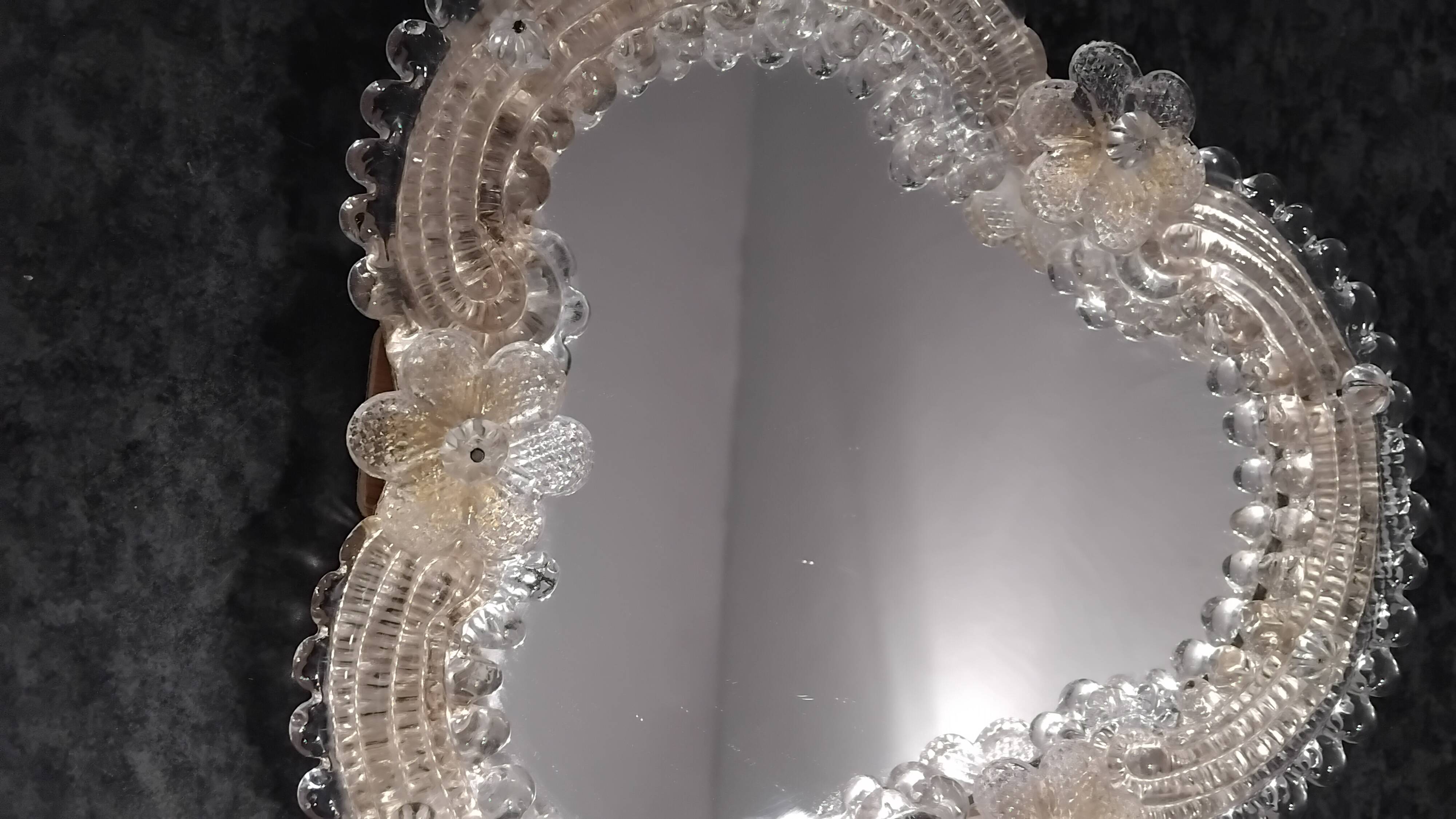 Vintage tabletop mirror, venetian murano glass