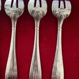 6 fourchettes à Huîtres période Art-Deco 1930 - argent massif initiales YD