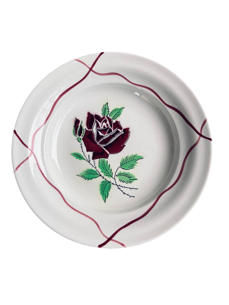 Set of 6 deep plates Saint-Amand "Dominique" 1950s Hand Decorated