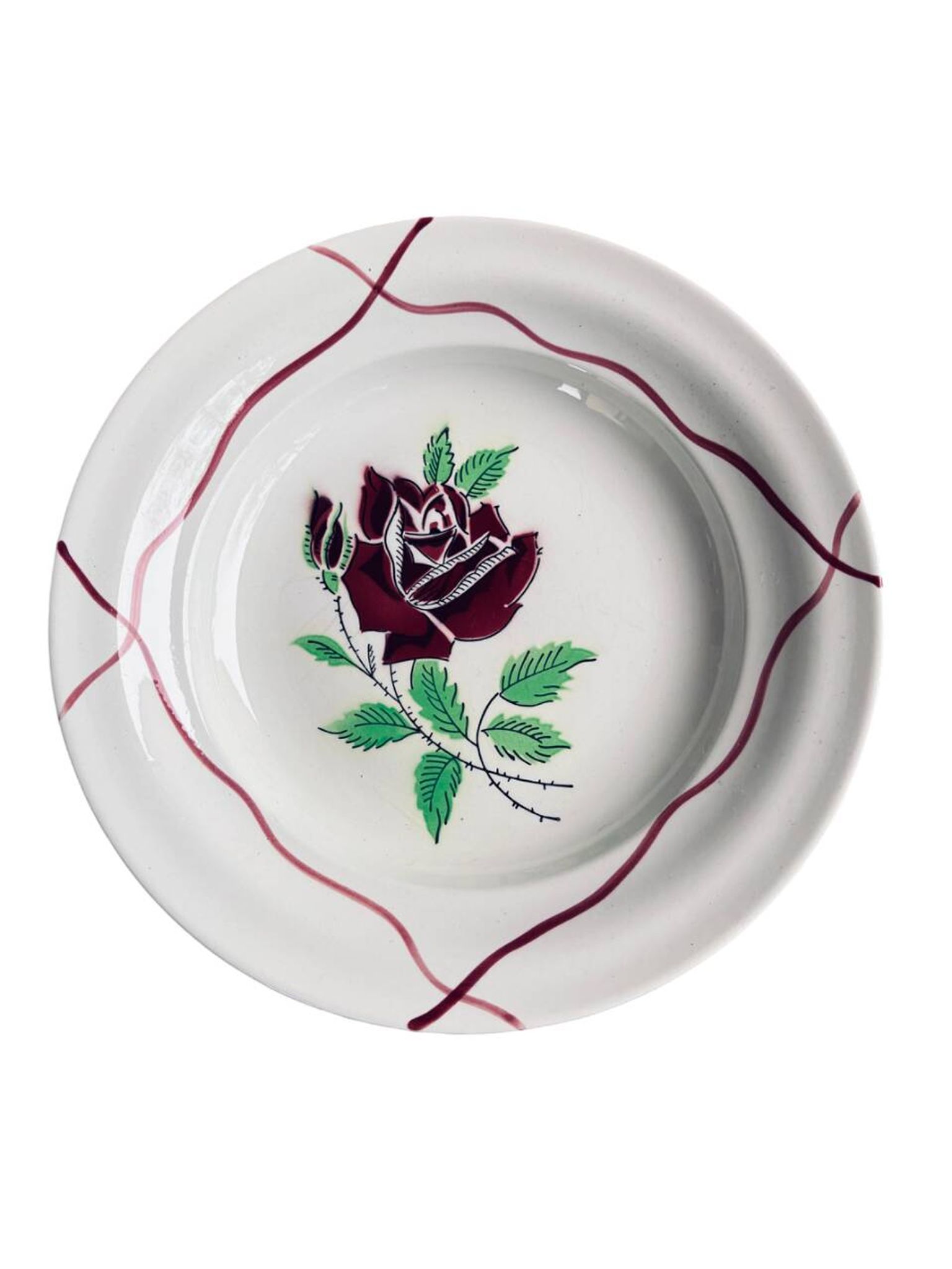 Set of 6 deep plates Saint-Amand "Dominique" 1950s Hand Decorated