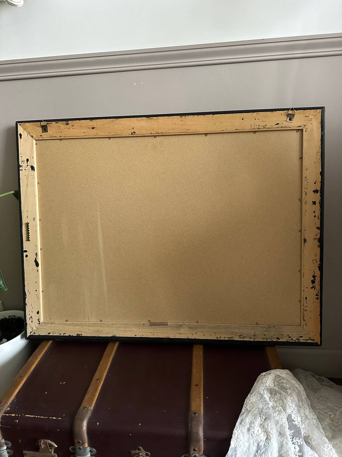 Beveled wooden mirror with glazing beads