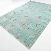 Teal Green Turkish Vintage Rug, Persian Style Living Room Carpet, 222x321Cm