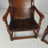 Pair of English antique Jacobean monk armchairs / tables by F. Parker & Sons Ltd