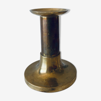 Golden brass column candle holder