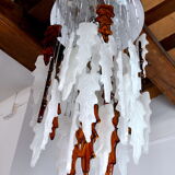 Two-tone waterfall chandelier Poliarte by Albano Poli, Murano, 1970, Italy