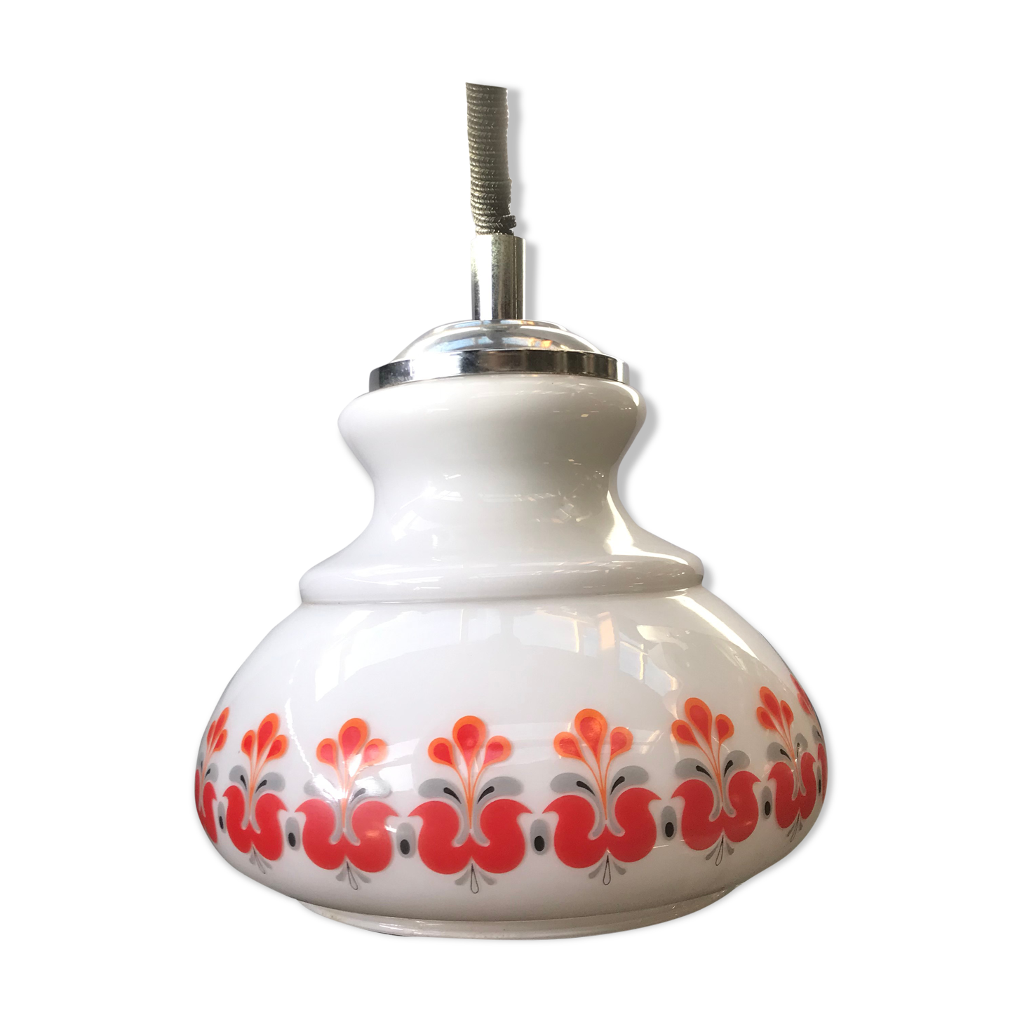 Hanging former opaline blanc monte - drop decor 70s vintage