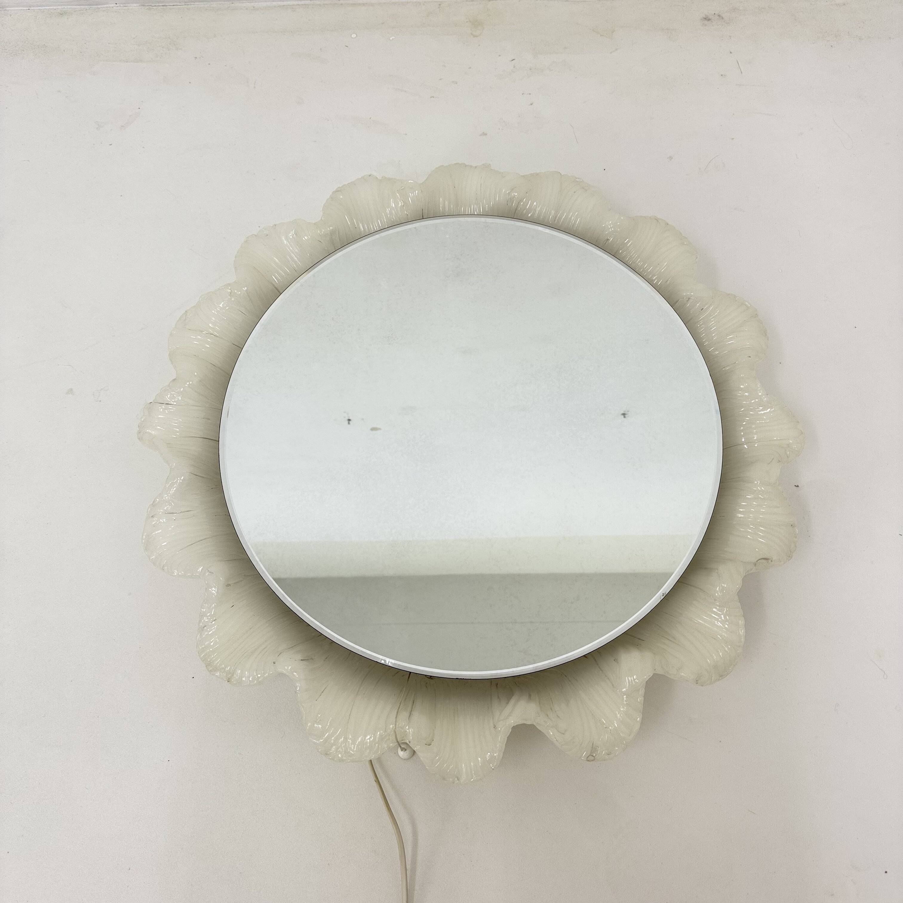 Vintage Lucite wall mirror with backlight , 1970’s , Germany