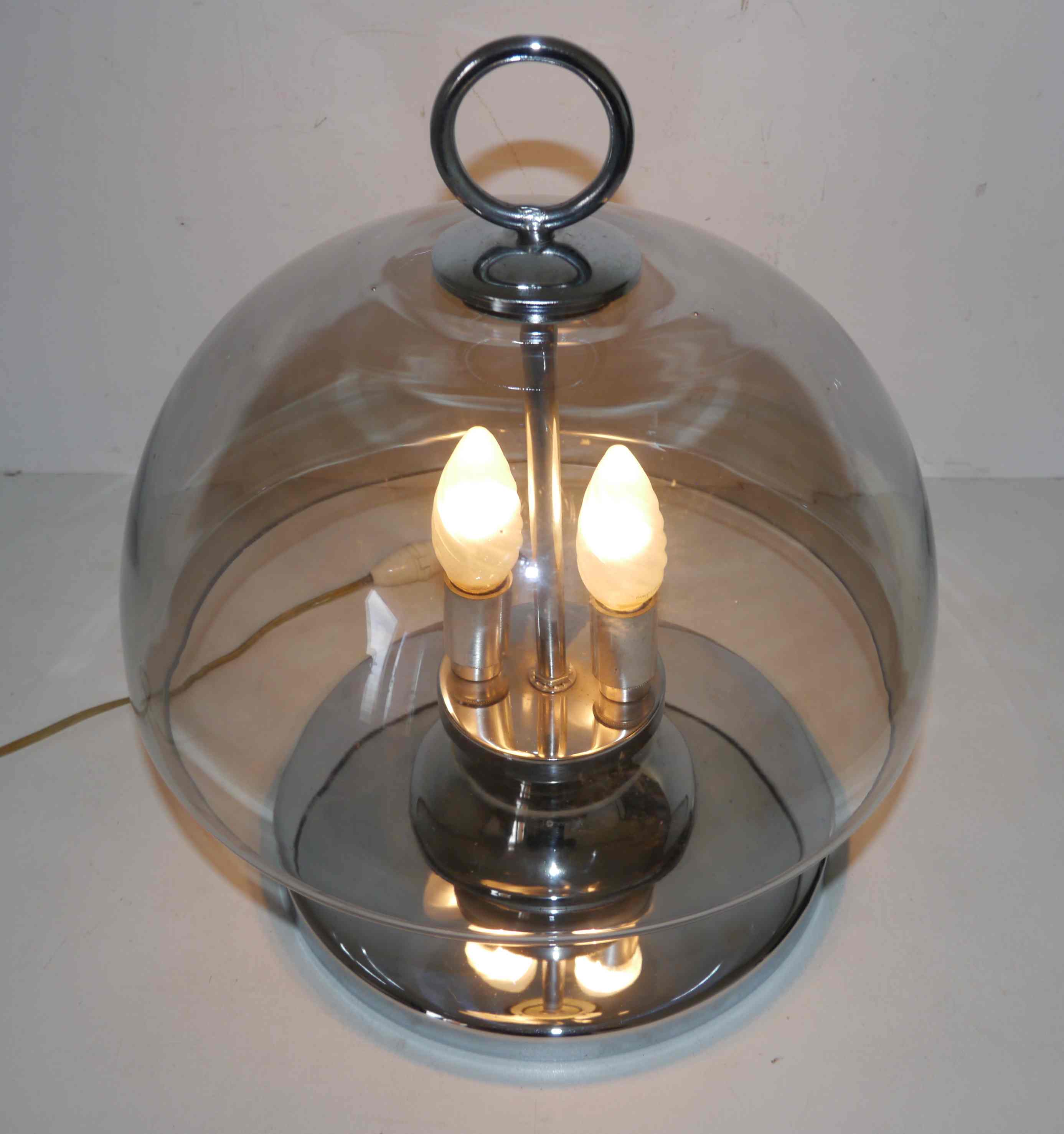 Ancienne lampe verre chrome années 60