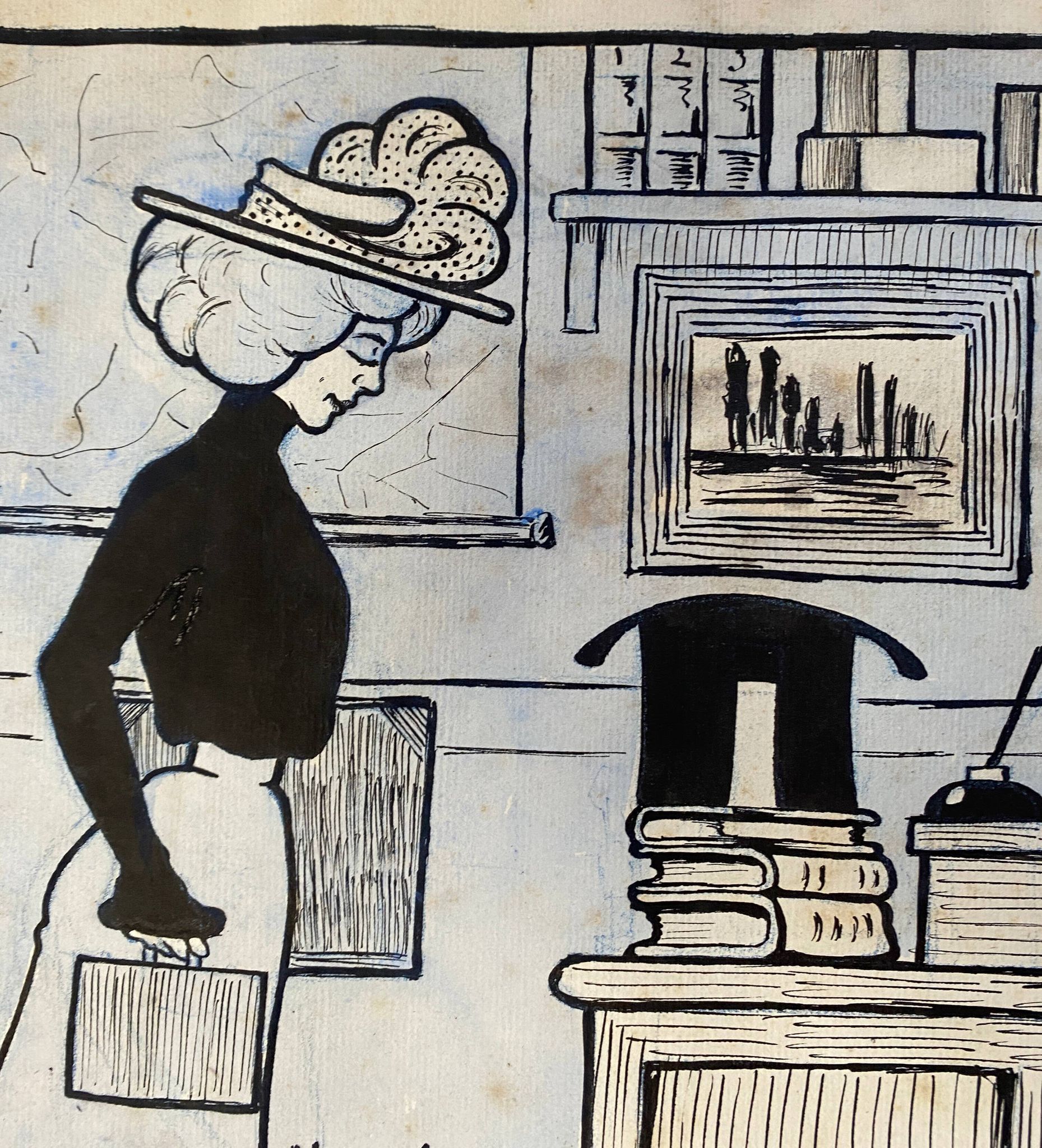 Pair of old cartoons Presse signed Dandurand and Berly
