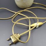 Pair of bedside lamps in stoneware and wool lampshades - Vintage around 1970