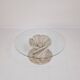 Italian "Flower" Coffee Table in Travertine With Facet-cut Round Plate, 1980s