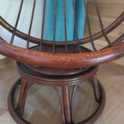 Vintage set of 2 swivel chairs in bamboo and rattan - Papasan shape