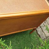 Buffet chest of drawers in bamboo rattan and canework