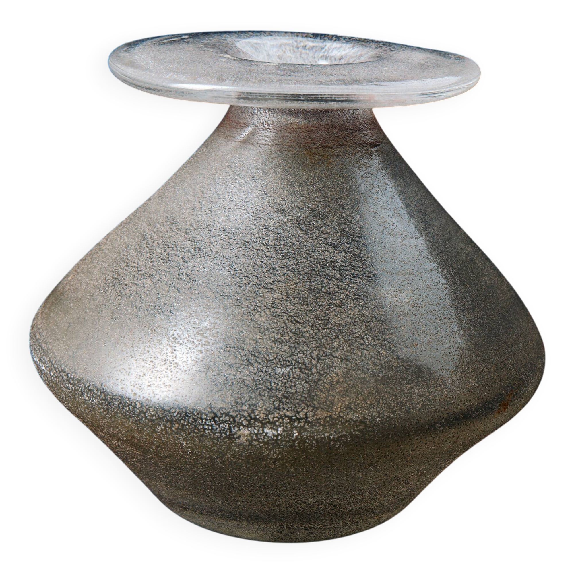 Vintage mouth-blown bubbled glass soliflore