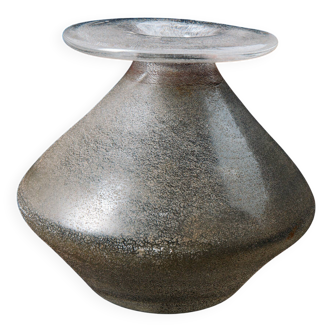 Soliflore vintage en verre bullé soufflé à la bouche