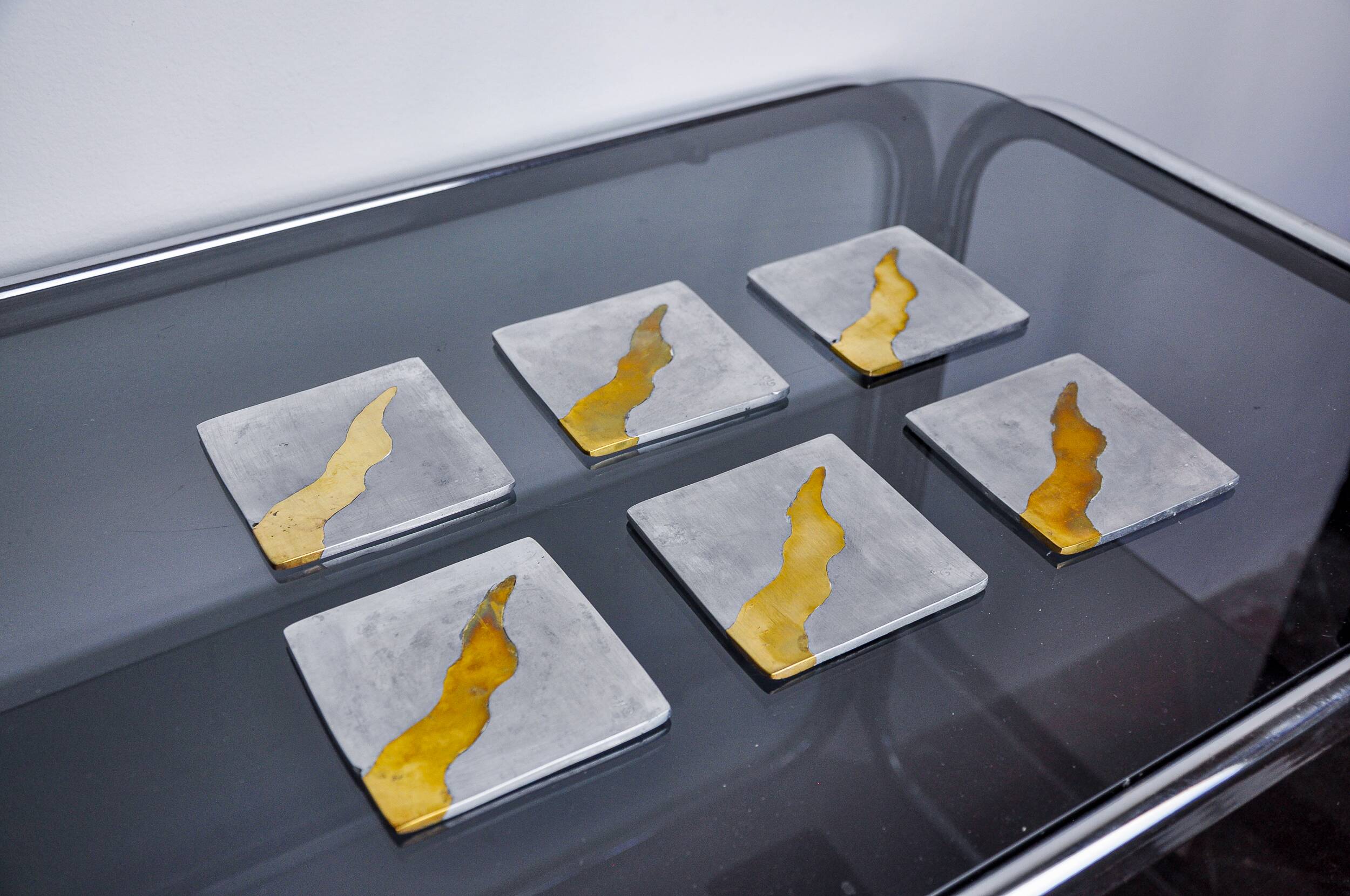 Set of 6 Brutalist Coasters by Garcia Marquez, Spain, 1970