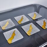 Set of 6 Brutalist Coasters by Garcia Marquez, Spain, 1970