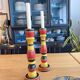 Polychrome turned wooden candlesticks