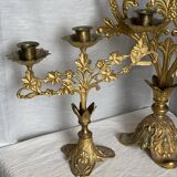 Set of 3 gilt metal candlesticks from the early 20th century.
