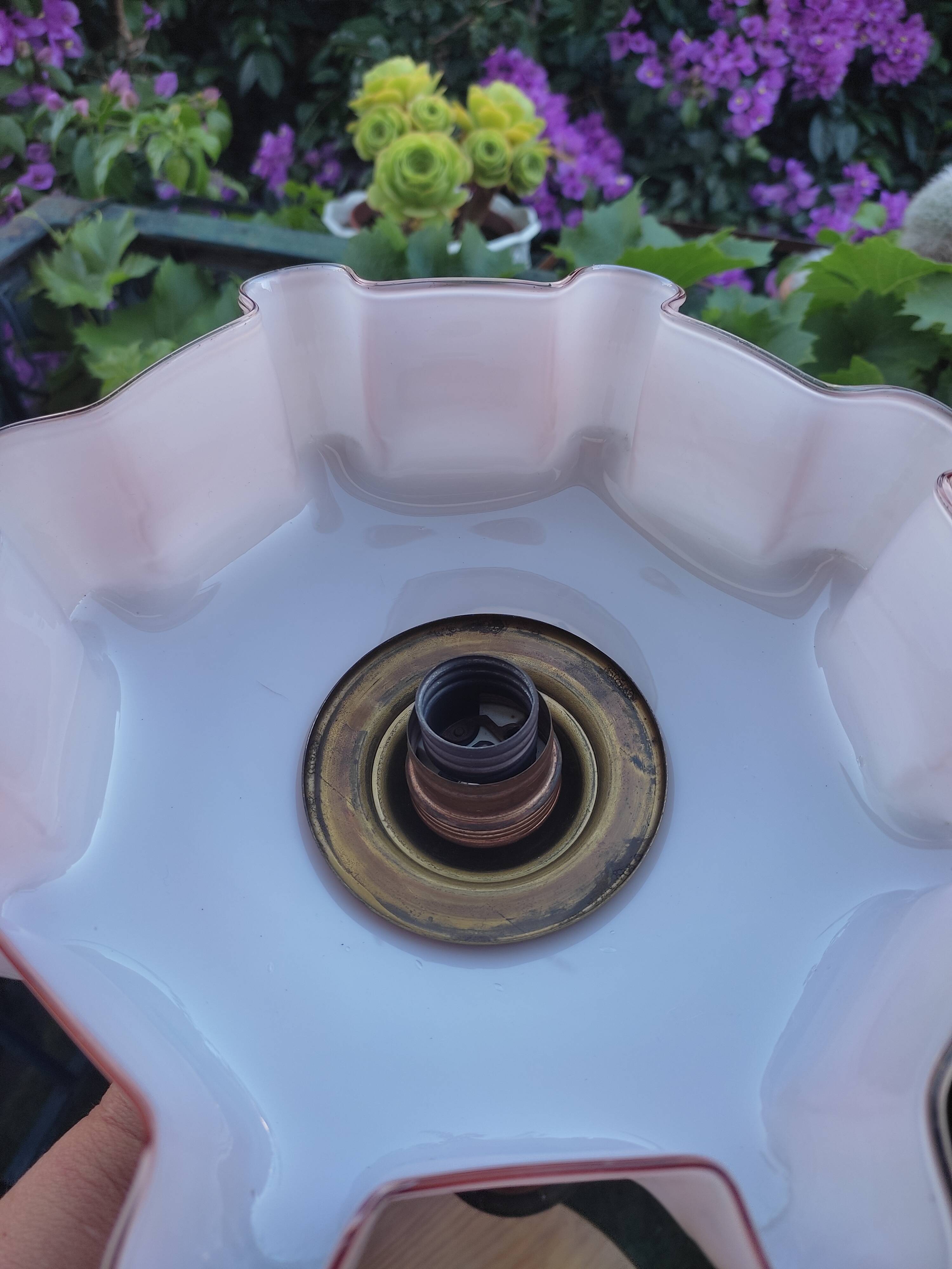 Pink opaline hanging lamp