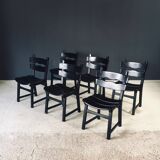 Brutalist dining chairs by Dittmann for Awa Radbound, Netherlands, 1970s, set of 6.