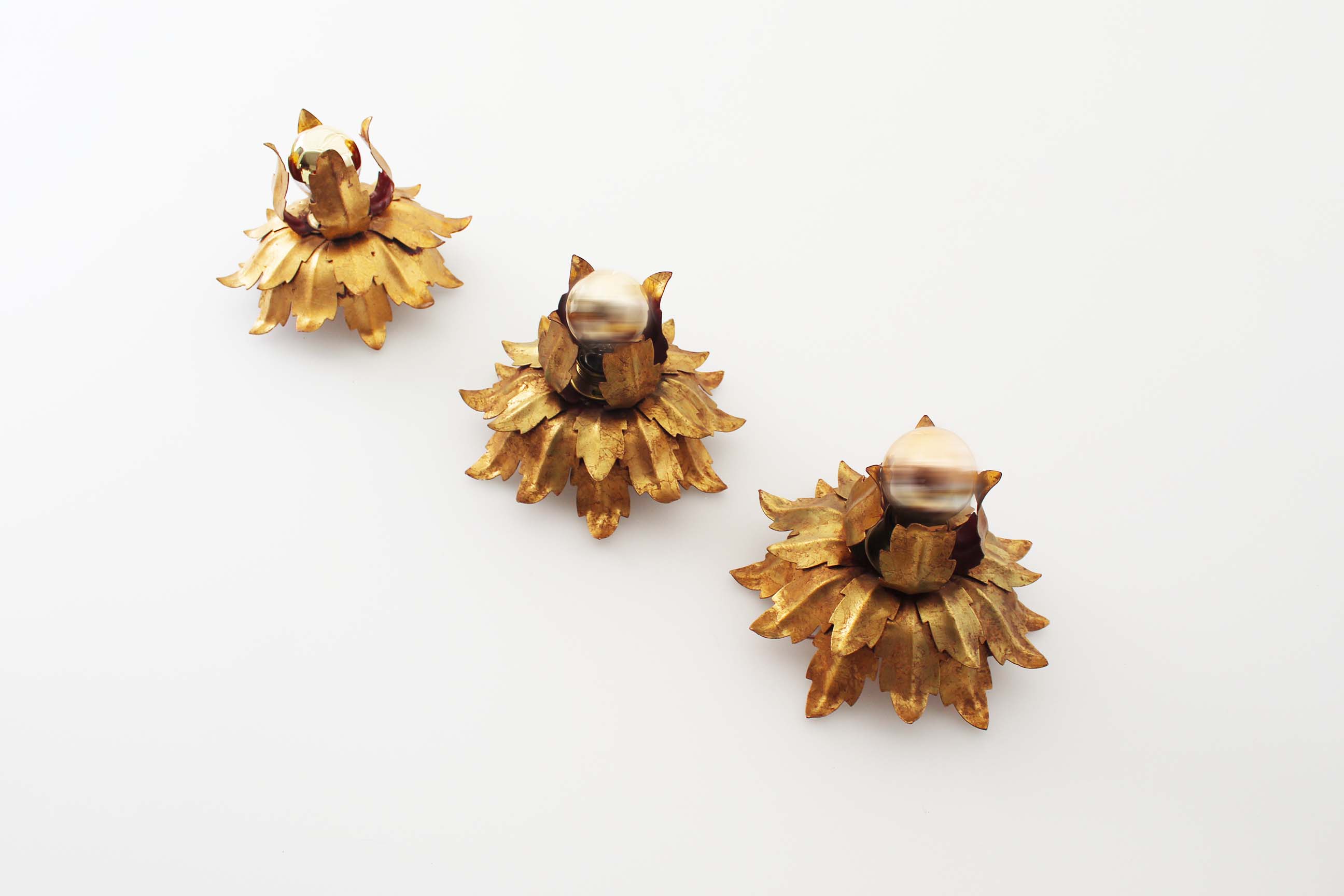 Set of three gilt Italian Florentine wall lights by Banci Firenze