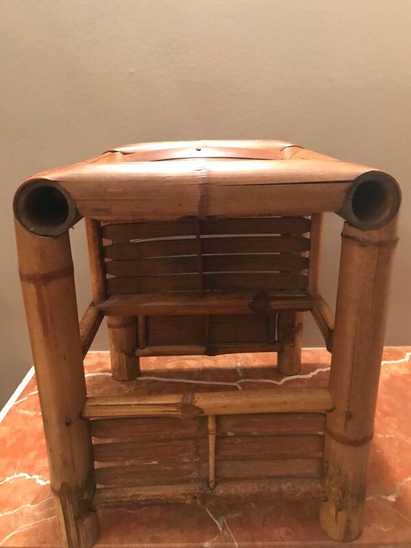 beau ancien tabouret bambou asiatique