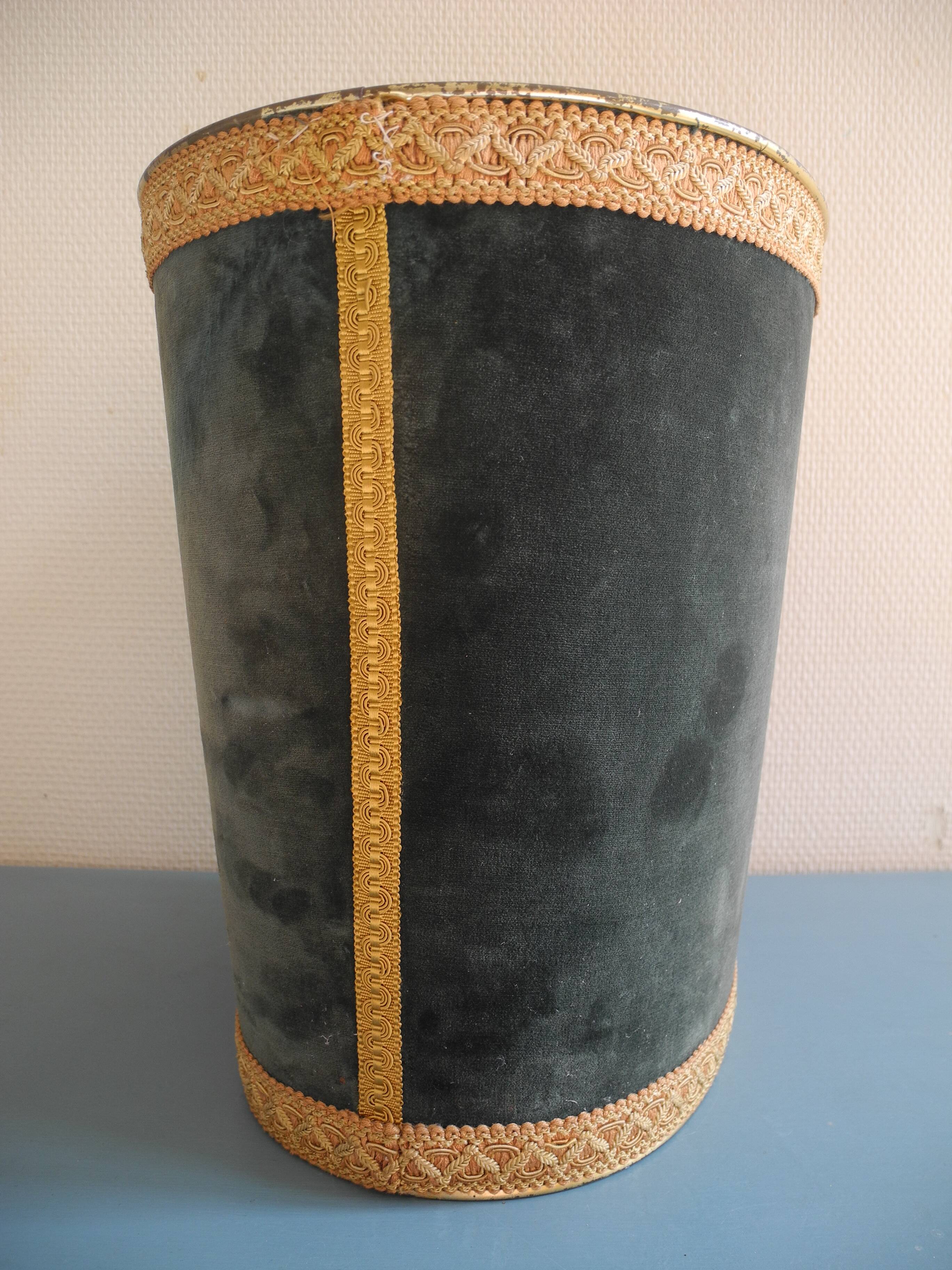 vintage velvet waste paper basket Massilly