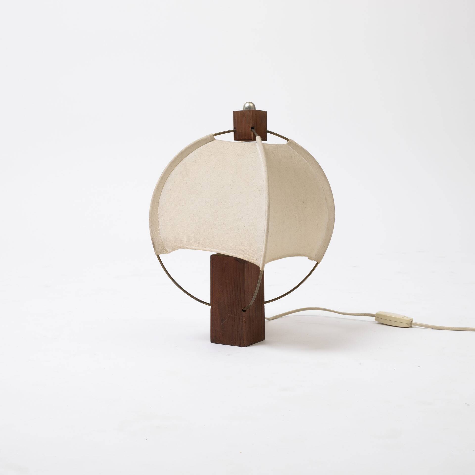 Table lamp in wood and canvas, Poland 1980s
