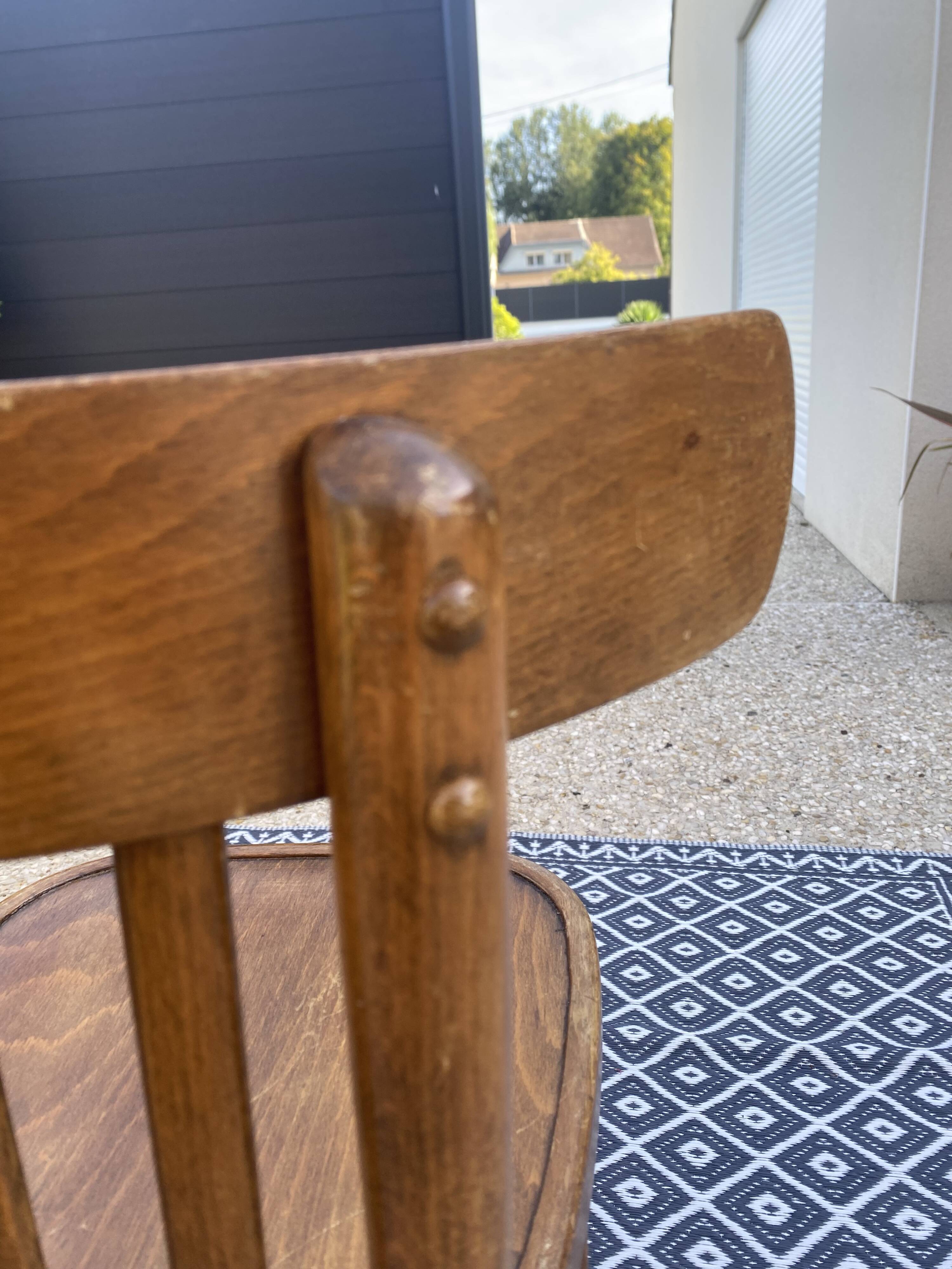 Ensemble de 8 chaises bistrot style Baumann bois courbé Annee 50/60