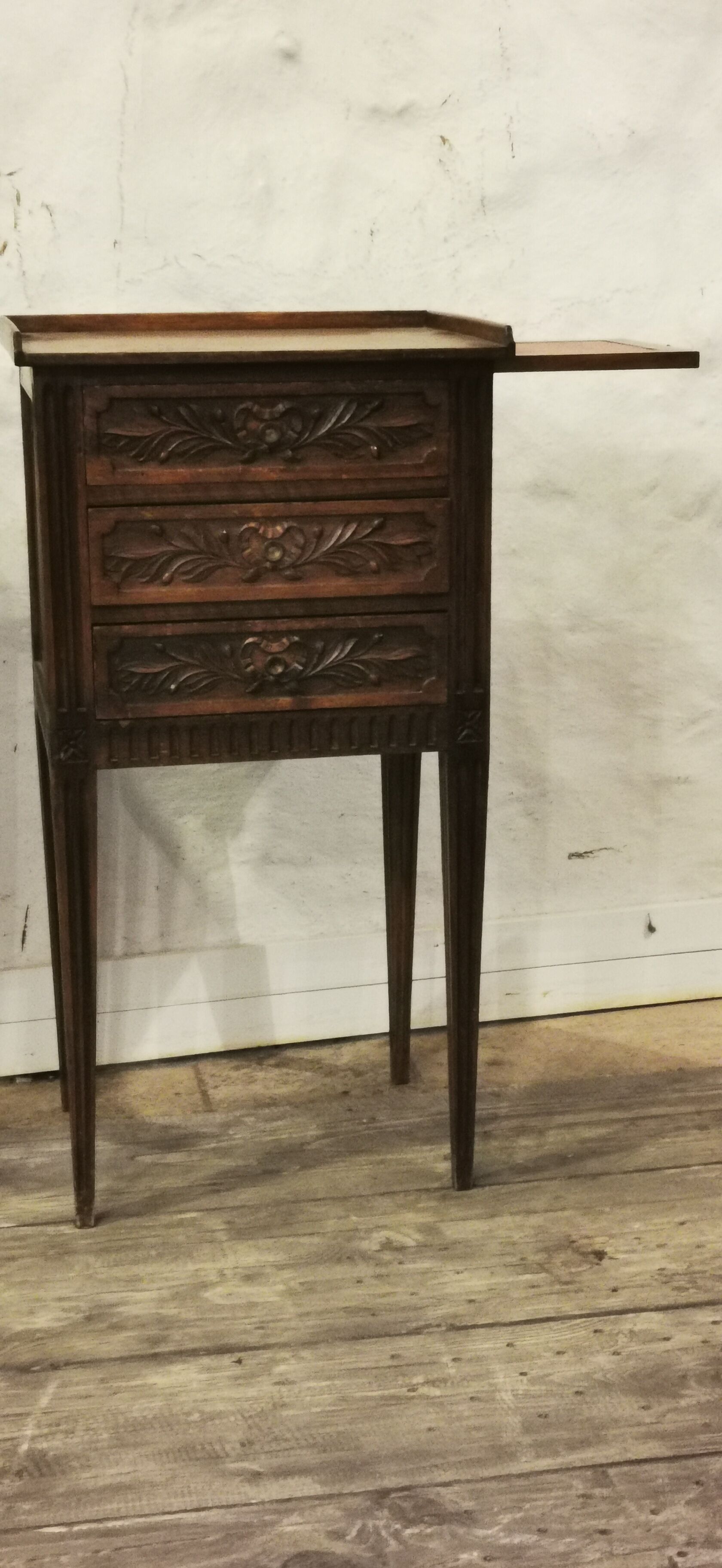 Louis XVI style walnut bedside pair